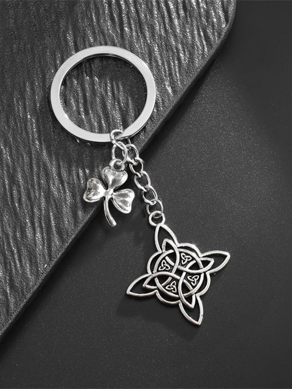 Cute Clover Knot Design Keychain, Punk Style Stainless Steel Keychain for Women & Men, Fashion Accessories for Daily Use