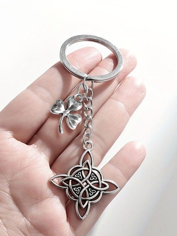 Cute Clover Knot Design Keychain, Punk Style Stainless Steel Keychain for Women & Men, Fashion Accessories for Daily Use