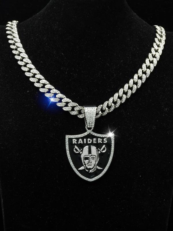 Men's Street Trend Shield Shaped Charm Necklace, Rhinestone Decor Pendant Necklace, Hip Hop Street Style Jewelry for Party, Daily Decor for Boy