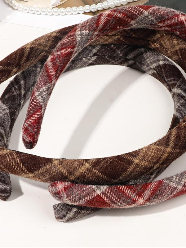 Vintage Plaid Pattern Headband, Casual Wide Band Hair Hoop for Women & Girls, Fashion Hair Accessories for Daily Wear